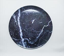 Wholesale custom printing marble design black round 100% melamine food serving trays 8'' 9'' 10'' 11'' 13'' 