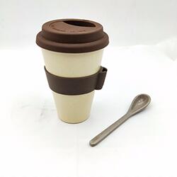 2018 new design eco-friendly biodegradable bamboo fiber coffee mugs with spoon 