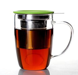 2019 Amazon Hot 16-Ounce New Leaf Glass Tea Mug with Infuser and Lid