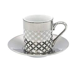 Custom Design Electroplated 90ml Capacity Fancy 12 pcs Ceramic Coffee Cup And Saucer Set 