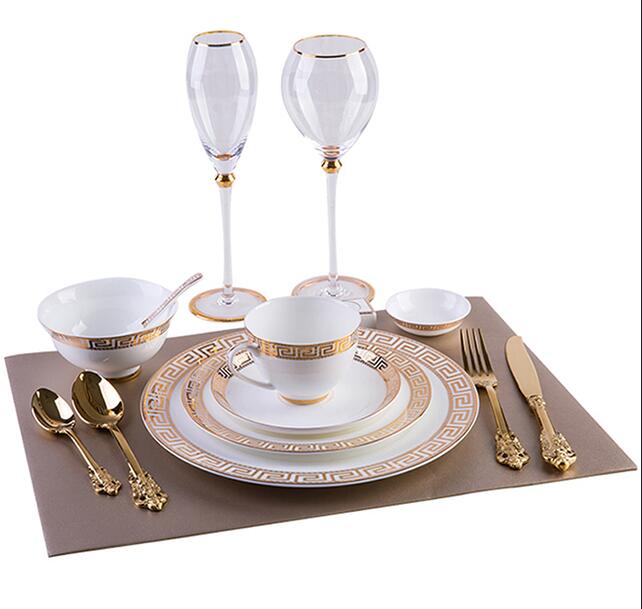 Luxury golden steak European Golden Bone Porcelain Golden Hall