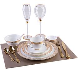 Luxury golden steak European Golden Bone Porcelain Golden Hall Edge Series Cutlery Set royal cutlery set bone china tableware