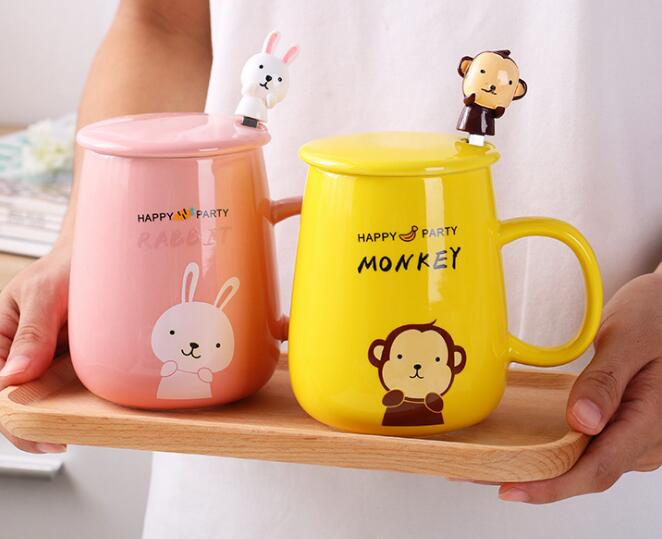 Creative cat cup ceramic mug cartoon couple cup milk cup