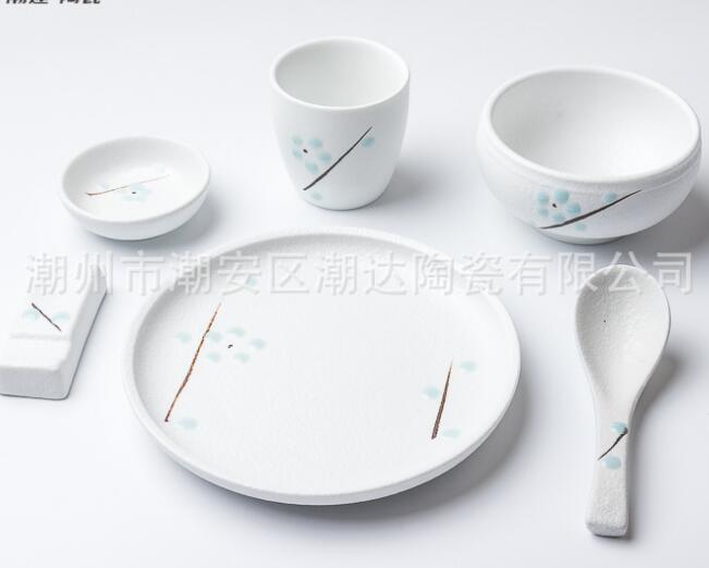 Color glaze ceramic dishes, cups, spoons, chopsticks, shelves, taste dishes set