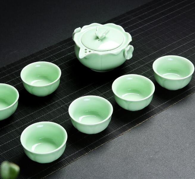 Celadon one pot four cups travel tea set