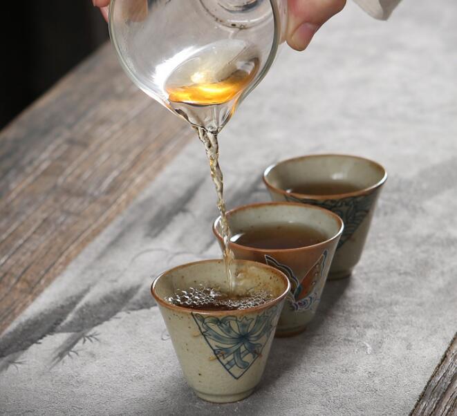 Ancient Ruyao tea cup hand painted tea cup kungfu tea set