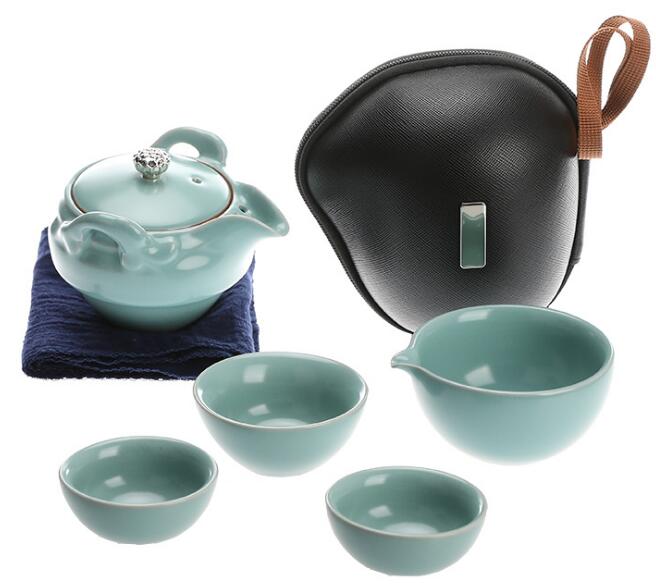 Express cup, one pot, two cups portable travel tea set
