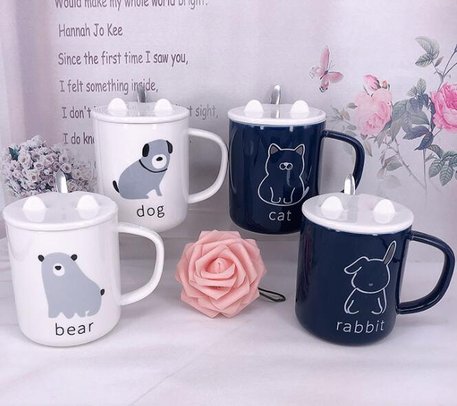 Cartoon 3D cat ear ceramic coffee mugs