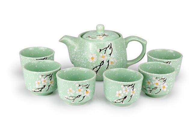 Nine head tea set, one pot, six cups of ceramic cup