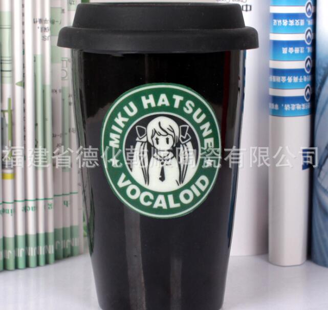 Starbucks black glaze ceramic cup double layer mugs