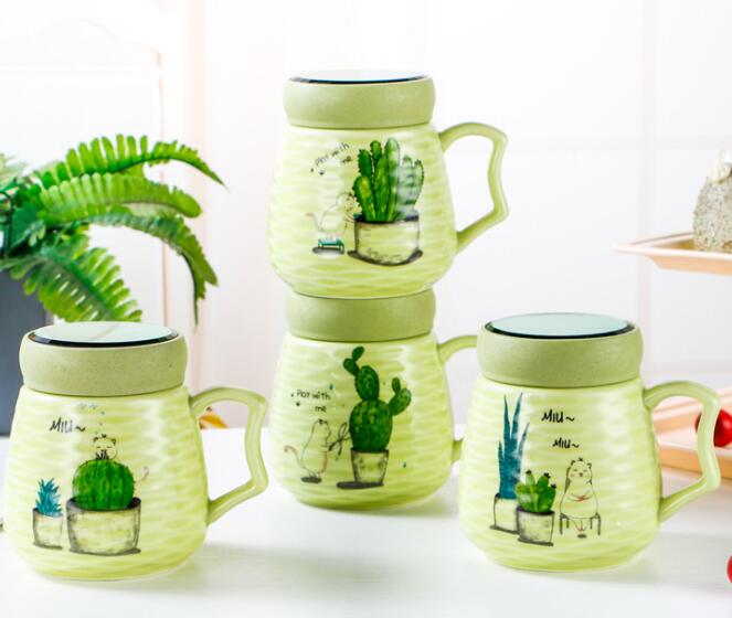 Mirror ceramic cup cactus small fresh creative new Mug