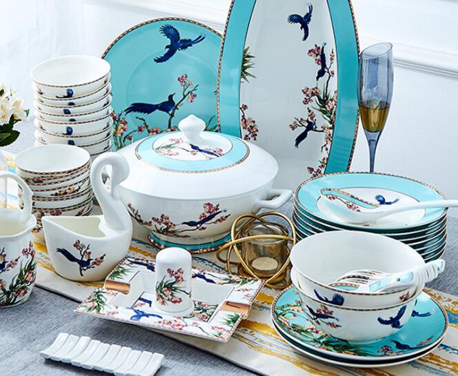 High grade bone china dishes and tableware set