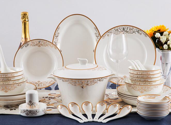 Wholesale bowl set 58 head bowl plate ceramic bowl tableware