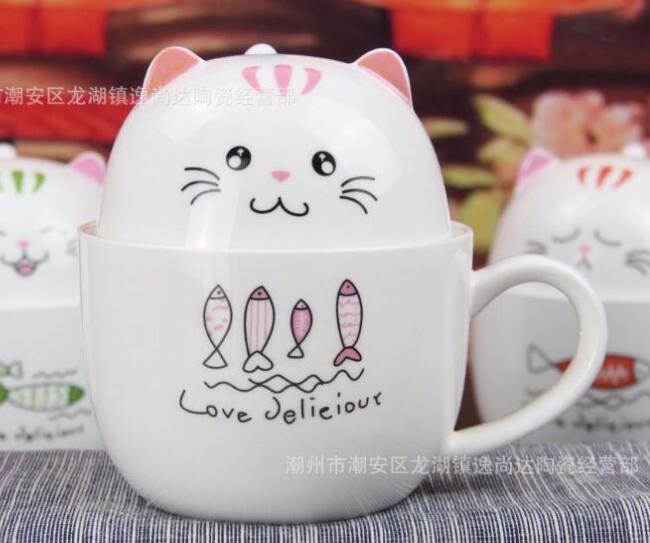 Ceramic cat cup cartoon cute water cup in supermarket