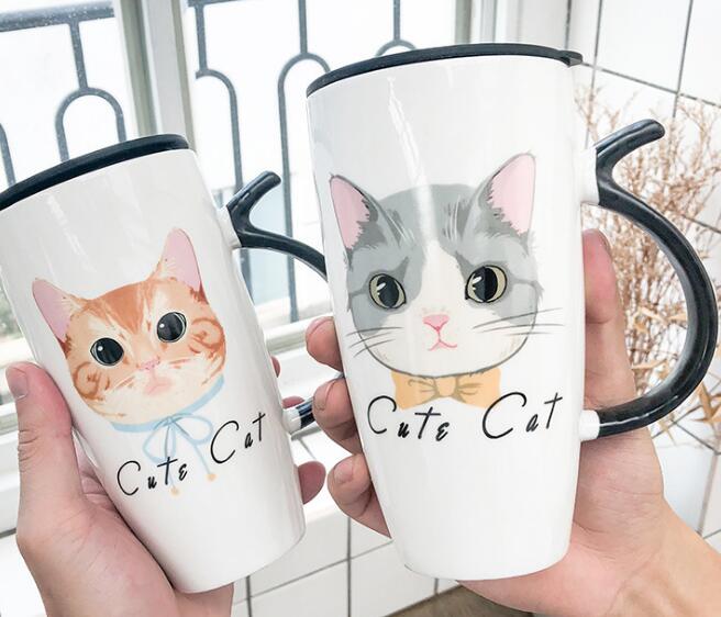 Cartoon creative personality cat large capacity ceramic cup