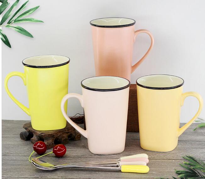 High temperature firing color glaze ceramic cup creative square foot cup