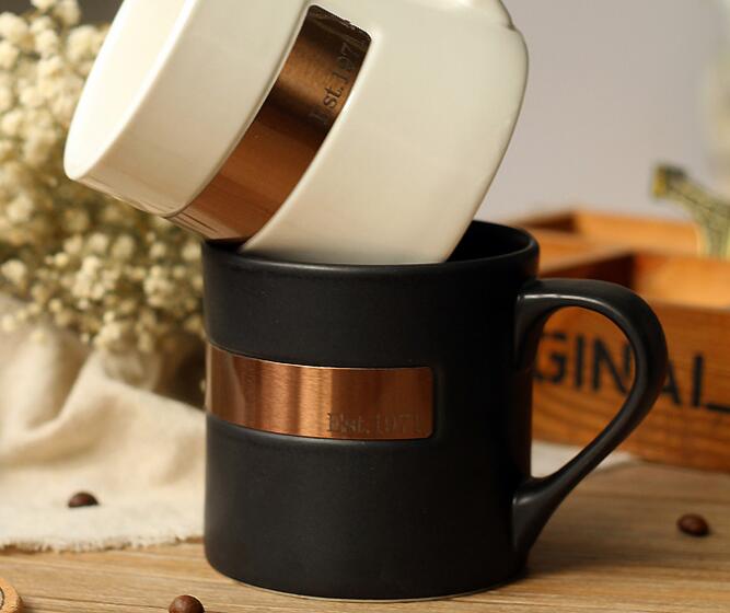 Ceramic mug copper badge Mug copper slice coffee cup