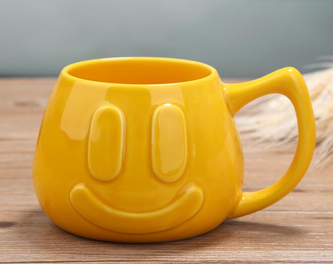 Relief smiling face ceramic mug ceramic coffee cup