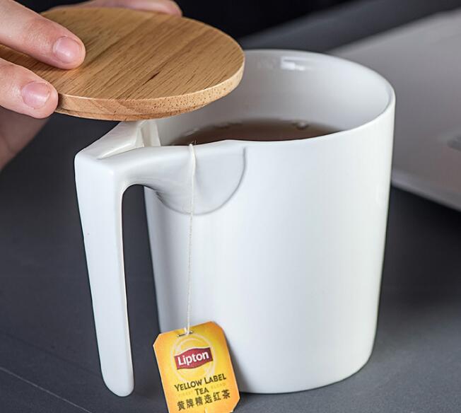 White ceramic mug creative teabag cup