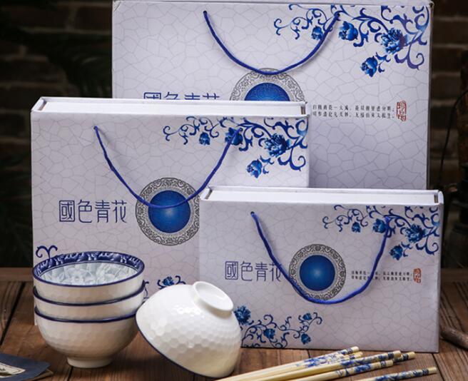 Blue and white porcelain chopsticks ceramic tableware set