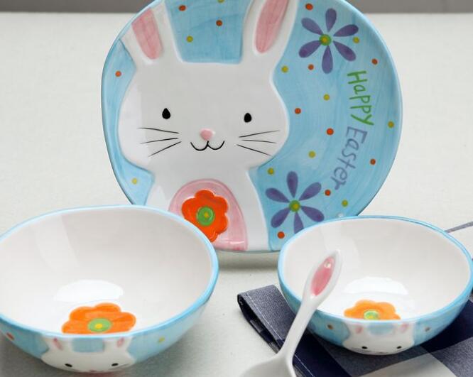 Children's tableware set creative hand-painted ceramic tableware