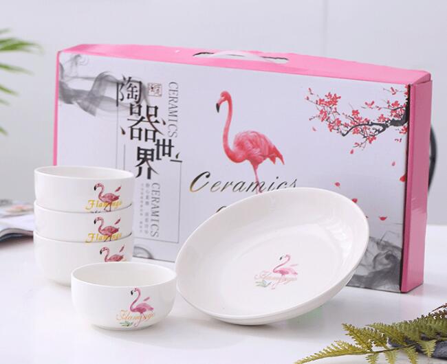 Nordic Flamingo ceramic tableware set