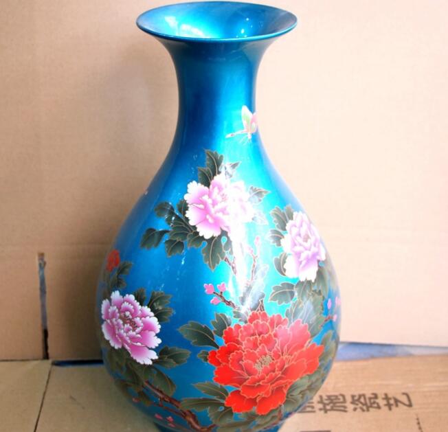 Ceramic blue crystal glaze vase flower arrangement Jingdezhen