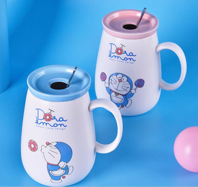 Ceramic Mug with Lid Doraemon ceramic mug
