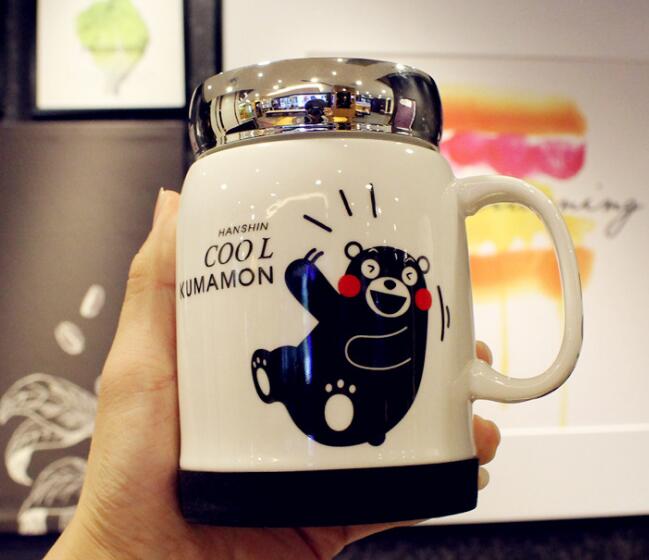 Kumamoto creative Mug cartoon ceramic cup with lid