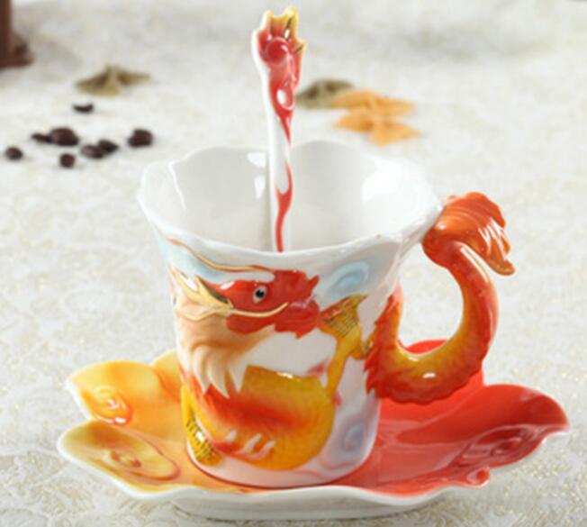 New enamel porcelain Chinese elegant gold drawing ceramic cup