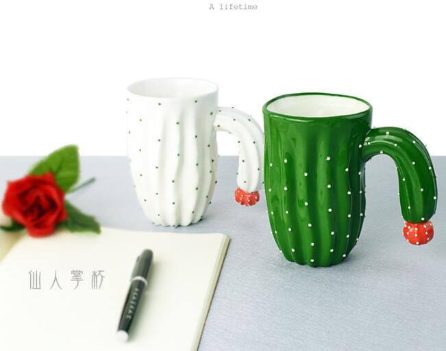 Cactus ceramic water cup mug couple gift cup