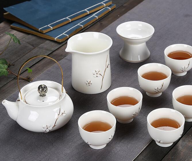 Japanese simple Dehua white porcelain tea set