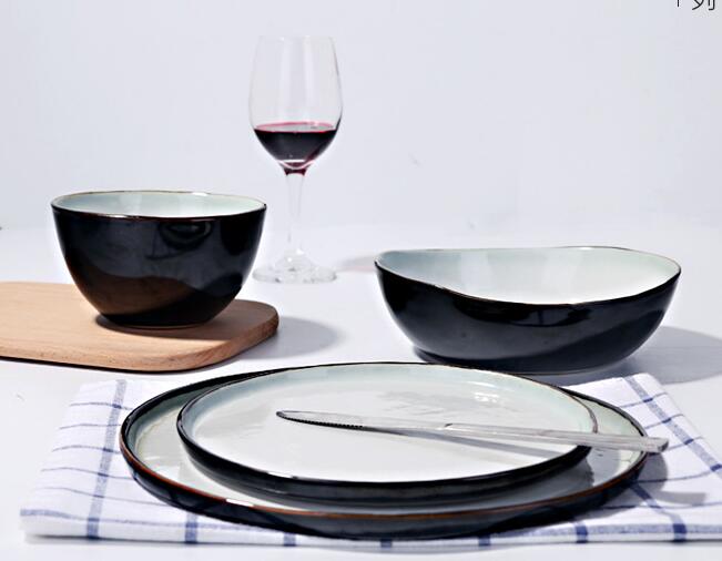 Ceramic household tableware set, bowl and plate