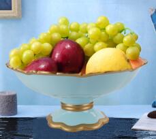 European blue large ceramic fruit plate European dry fruit plate