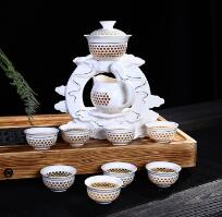 Openwork blue and white full semi-automatic creative tea set