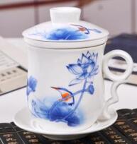 Dehua Ceramic Tea Cup with cover and filter