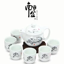 Matte flat cup tea set Ceramic kungfu tea set