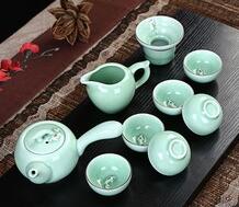 Hand painted tea set, Dehua celadon kungfu tea set