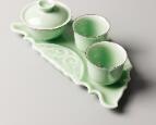 Longquan celadon high end plum green jasper dry tea set