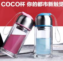 Cool cup coco glass water cup with lid