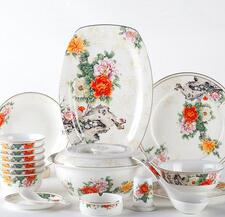 50 peony Bone China tableware Cutlery Sets