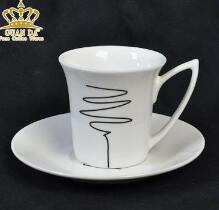 Ceramic coffee cups and saucers white