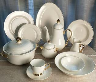 New bone china 61pcs dinner set gold design