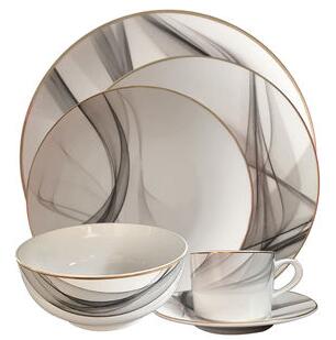 Fine royal bone china ink wedding ceramic dinnerware sets plates