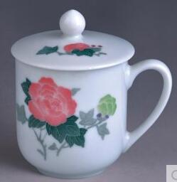 Underglaze hand painted ceramic cup conference cup with lid