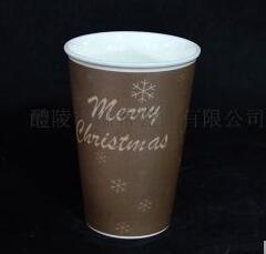 Brown ceramic coffee cup without handle